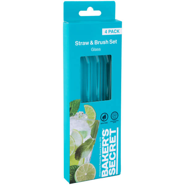 Afbeelding van Baker's Secret - transparant glazen rietje - 3 gebogen + 1 reinigingsborstel 1 Stuks [DA00985] - 02