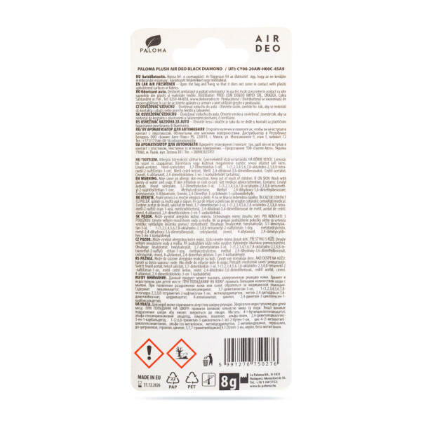 Afbeelding van Luchtverfrisser Paloma EMO Plush BLACK DIAMOND 1 Stuks [P50276] - 02 P50276 web