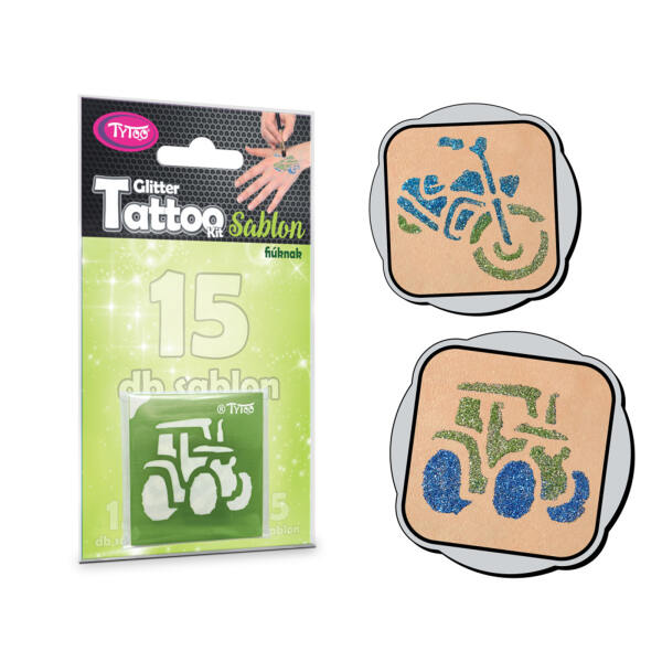 Afbeelding van Glitter Tattoo Sjablonen – 15-delige Set Met Voertuigontwerpen [TY50155] - 02 TY50155 web