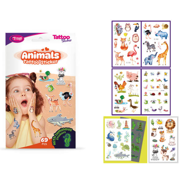 Afbeelding van Animal tattoo sticker set - 69 pcs / pack 1 Stuks [TY50269] - 02 TY50269 web