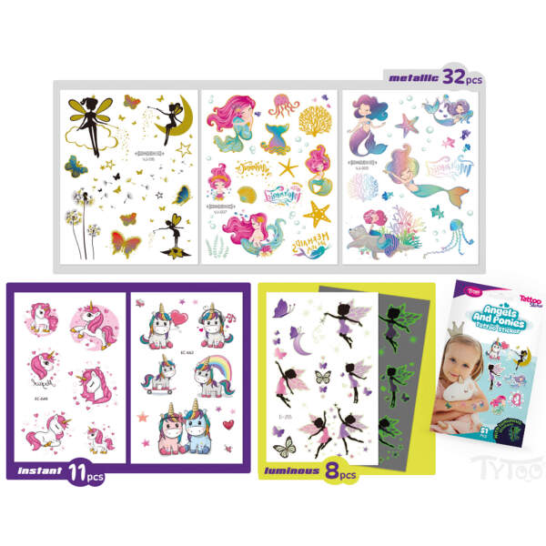 Afbeelding van Angels and ponies tattoo sticker set - 51 pcs / package 1 Stuks [TY50275] - 02 TY50275 web