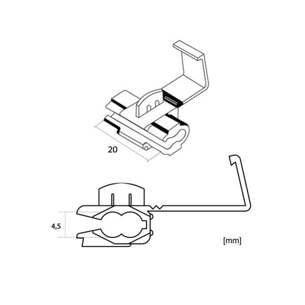 Afbeelding van Klik-op kabelconnector 20 Stuks [05290] - 03 05290 draw