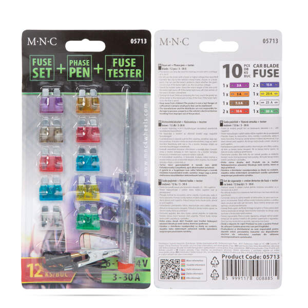 Afbeelding van Zekeringset + fasepen + tester – 10 stuks – 6 – 24V, 3 – 30A 1 Stuks [05713] - 03