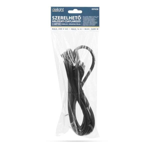 Afbeelding van Netstekker met kunststof lipje – met 3 m kabel – 3 x 1,5 mm2 – zwart 1 Stuks [05942B] - 03