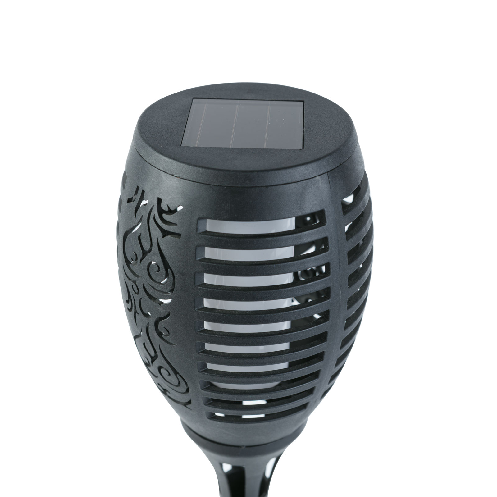 Afbeelding van LED-zonnelamp - doorboorbaar - vlameffect - 12 gele LED's - kunststof - zwart - 10 x 58 cm 1 Stuks