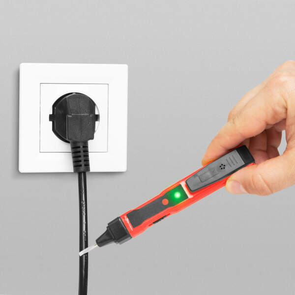Afbeelding van Spanningsdetector - contactloze functie - licht- en geluidsfeedback - 70-250 V AC - op batterijen 1 Stuks
