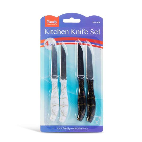 Afbeelding van Keukenmessenset - 15 cm - zwart/wit - 4 stuks / verpakking 1 Stuks [56316A] - 03 56316A web