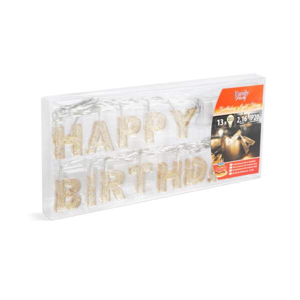 Afbeelding van Verjaardag LED-lichtsnoer - "Happy Birthday" - 13 LED's - 2 x AA - 2 m 1 Stuks [56529C] - 03
