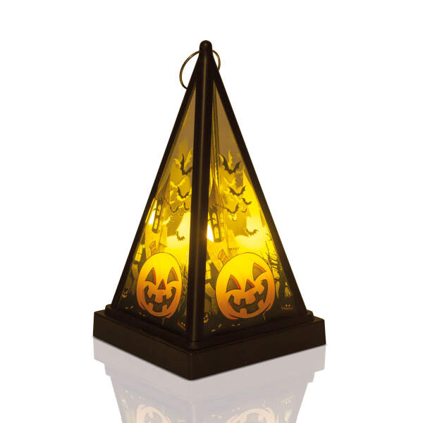 Afbeelding van Halloween LED lantaarn - pompoen - warm wit - zwart - 9,5 x 9,5 x 17 cm - 2 x AAA 1 Stuks [56549A] - 03
