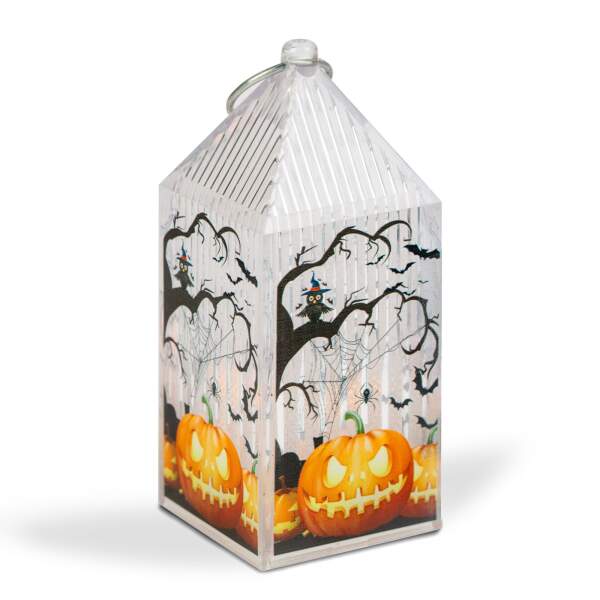 Afbeelding van Halloween LED lantaarn - pompoen - oranje LED - 2 x LR44 - 4 x 4 x 9,5 cm 1 Stuks [56566] - 03 56566 web
