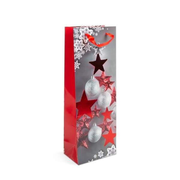 Afbeelding van Flessengeschenkzak - papier, Kerstmis - 360 x 127 x 83 mm - 4 soorten / verpakking 12 Stuks [57108K] - 03