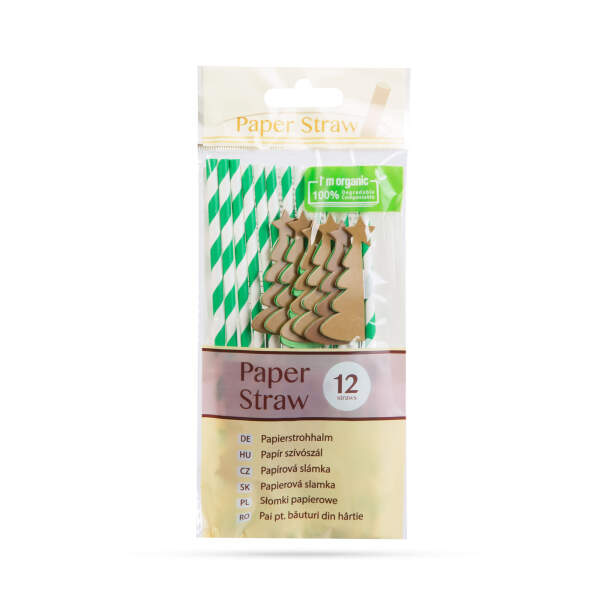Afbeelding van Papieren rietje - 3D dennen - 197 x 6 mm - 12 stuks / pak 1 Stuks [57603C] - 03 57603C web