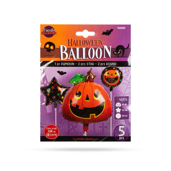 Afbeelding van Halloween ballonnenset - pompoen - 5 stuks / verpakking 1 Stuks [58080E] - 03 58080E web