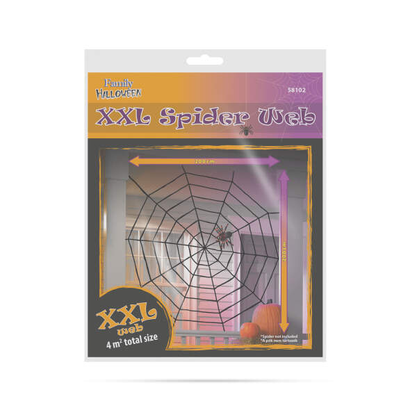 Afbeelding van Pluche spinnenweb - Halloween decoratie - 200 cm - zwart 1 Stuks [58102] - 03 58102 web