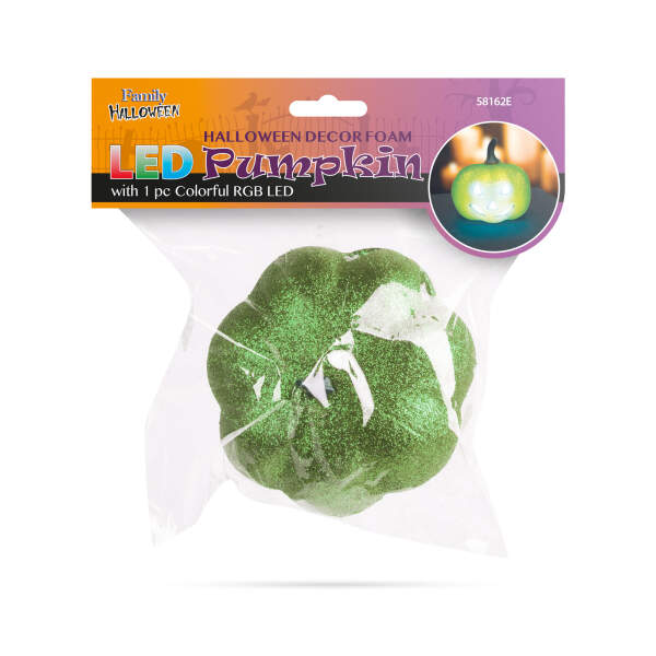 Afbeelding van Halloween RGB LED decor - schuimpompoen - groen - 11 cm 1 Stuks [58162E] - 03 58162E web