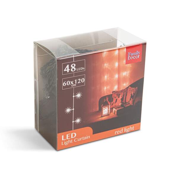 Afbeelding van Lichtgordijn - 48 rode LED's - 60 x 120 cm - 2 x AA 1 Stuks [58187] - 03 58187 web
