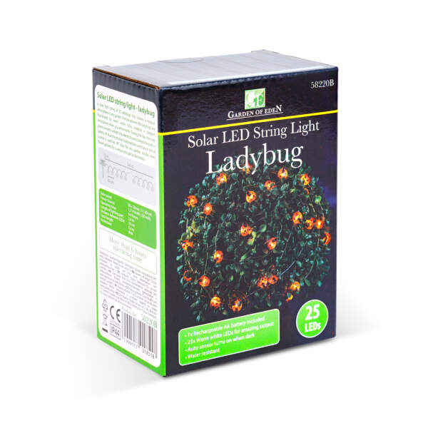 Afbeelding van Solar LED lichtsnoer - lieveheersbeestje - 2,4 m - 25 LED - warm wit 1 Stuks [58220B] - 03 58220B web