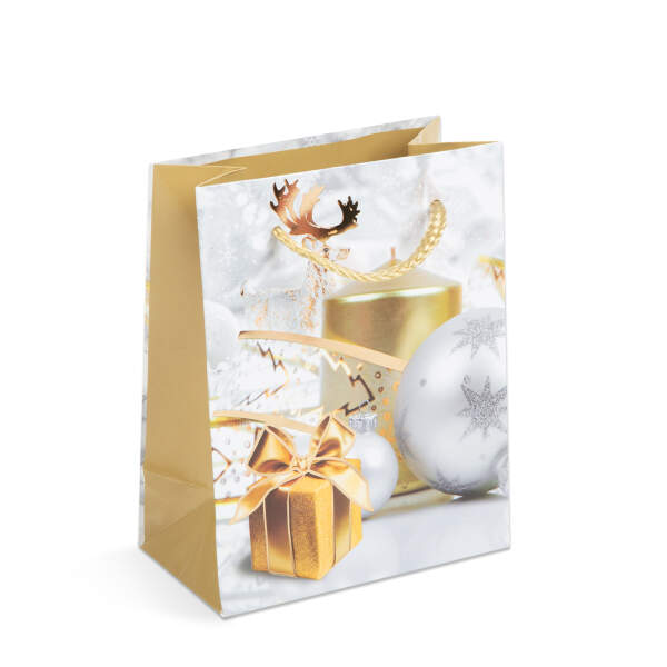 Afbeelding van Kerstcadeautas - papier - 114 x 64 x 146 mm - 4 soorten / verpakking 12 Stuks [58299] - 03 58299 web
