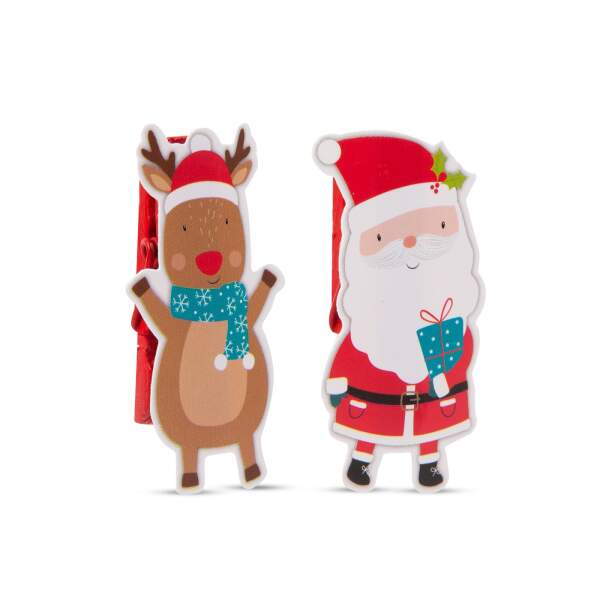 Afbeelding van Kerstclip met lint - Kerstman - 22 x 35 mm - 18 stuks, 2 m / verpakking 1 Stuks [58526A] - 03 58526A web