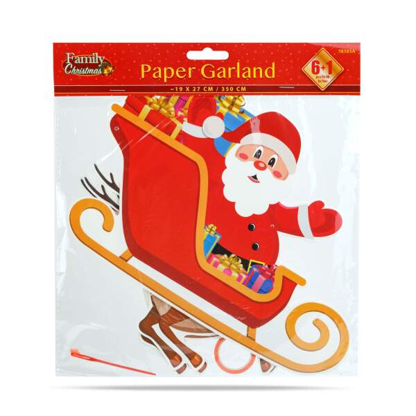 Afbeelding van Kerstpapieren slinger - 6+1 stuks Kerstman slee 1 Stuks [58585A] - 03 58585A web