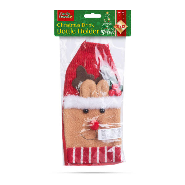 Afbeelding van Kerst drankfleshouder - 3D Rendier - polyester - 27 x 12 cm 1 Stuks [58728C] - 03 58728C web