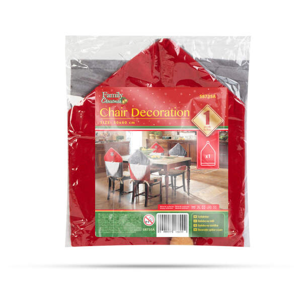 Afbeelding van Kerststoeldecoratie - Scandinavische elf - 50 x 60 cm - rood / grijs 1 Stuks [58735A] - 03 58735A web