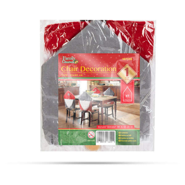Afbeelding van Kerststoeldecoratie - Scandinavische elf - 50 x 60 cm - grijs/rood 1 Stuks [58735B] - 03 58735B web