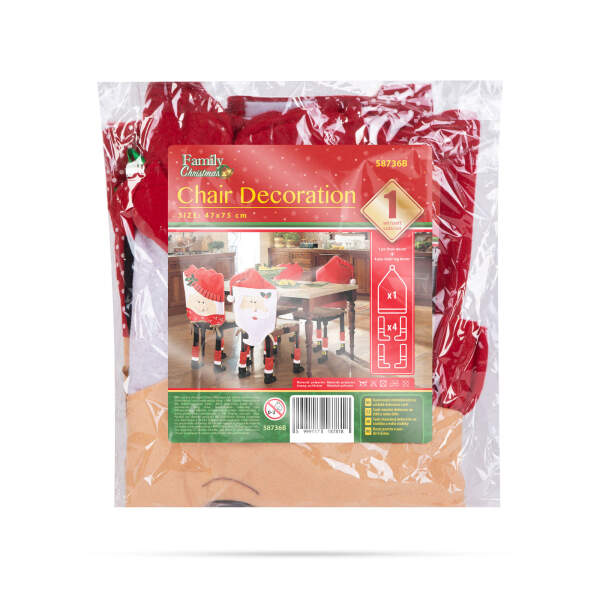 Afbeelding van Kerststoel decoratieset - Sneeuwpop - 50 x 55 cm - rood/wit 1 Stuks [58736B] - 03 58736B web