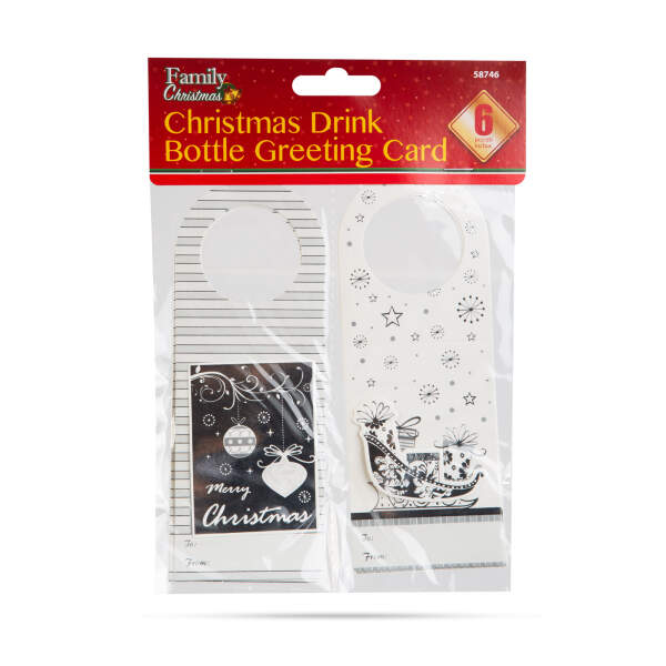 Afbeelding van Kerstdrankfles wenskaart - 4 soorten - 6 stuks / verpakking 1 Stuks [58746] - 03 58746 web
