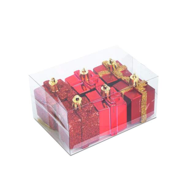 Afbeelding van Kerstboomdecoratieset - rood cadeau - 4,5 cm - 6 stuks / set 1 Stuks [58781C] - 03 58781C web