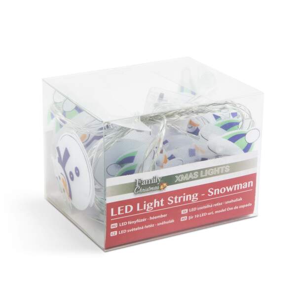 Afbeelding van LED lichtsnoer - sneeuwpop - 10 LED - 1,35 meter - warmwit - 2 x AA 1 Stuks [58910] - 03 58910 web
