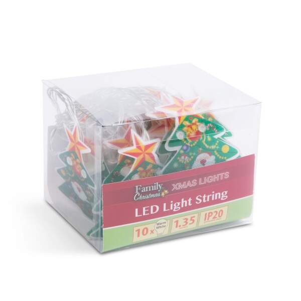 Afbeelding van LED lichtsnoer - Kerstboom - 10 LED - 1,35 meter - warmwit - 2 x AA 1 Stuks [58911] - 03 58911 web