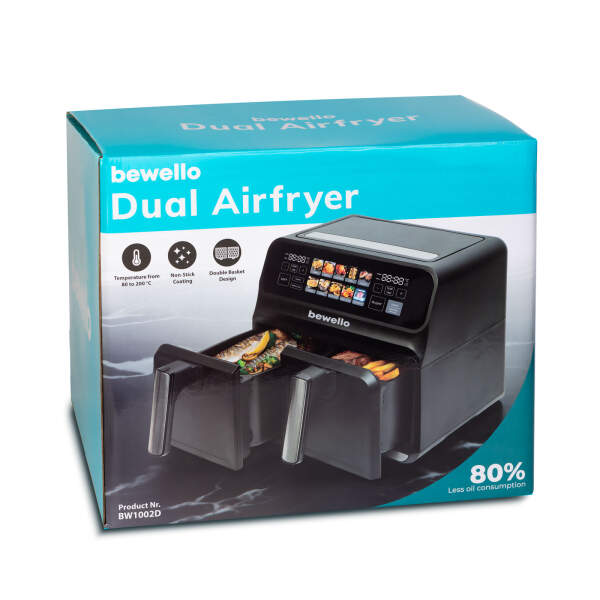 Afbeelding van Airfryer - XXL - 230V - 2200W - dubbele mand, kleurentouchscreen - 4+4 L 1 Stuks [BW1002D] - 03 BW1002D web