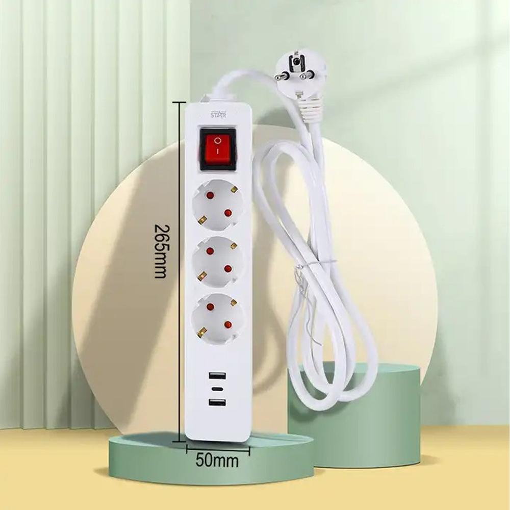 Afbeelding van WinningStar – 3-in-1 stekkerdoos – 3 schakelbare stopcontacten + 2 x USB + 1 x C-type – 3 m 1 Stuks