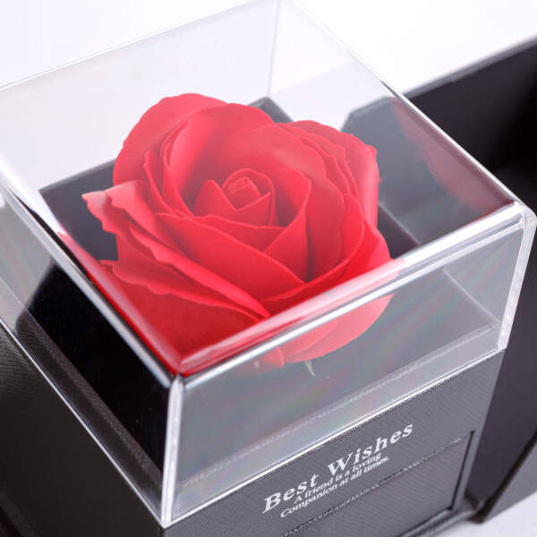Afbeelding van Eeuwige roos in een geschenkdoos die open kan met een ketting - 10,2 x 9,8 x 11 cm - zwart 1 Stuks [DA01201]