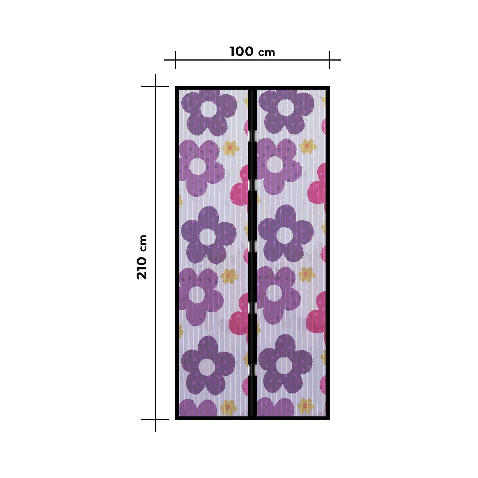 Afbeelding van Hor Gordijn voor Deuren – Magnetisch Sluitend – 100x210 cm – Zelfklevend met Klittenband –