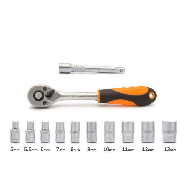 Afbeelding van Ratelsleutelset - 1/4" - 12 stuks 1 Stuks [10857A] - 04 10857A web