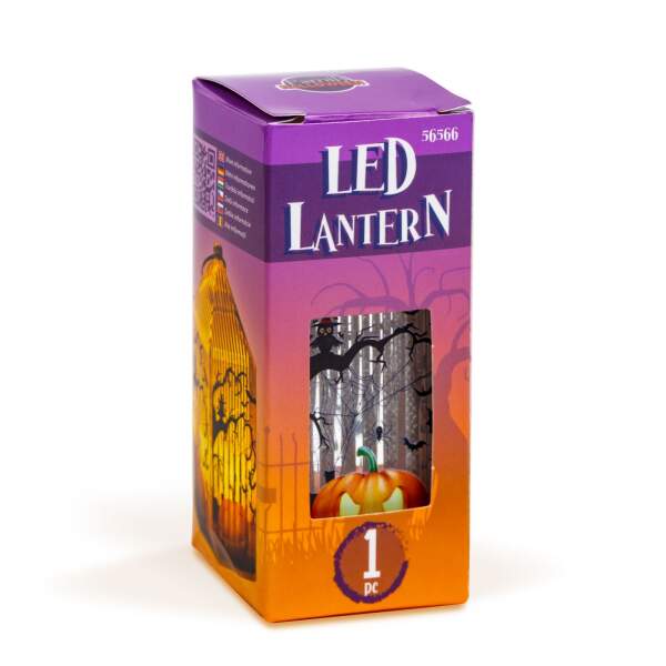 Afbeelding van Halloween LED lantaarn - pompoen - oranje LED - 2 x LR44 - 4 x 4 x 9,5 cm 1 Stuks [56566] - 04 56566 web