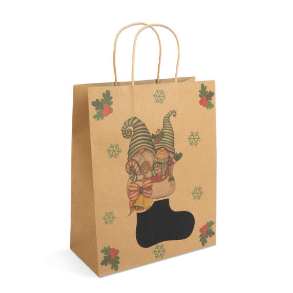 Afbeelding van Cadeauzakje - papier, "Craft" - 265 x 127 x 330 mm - 2 soorten / verpakking 12 Stuks [58316] - 04