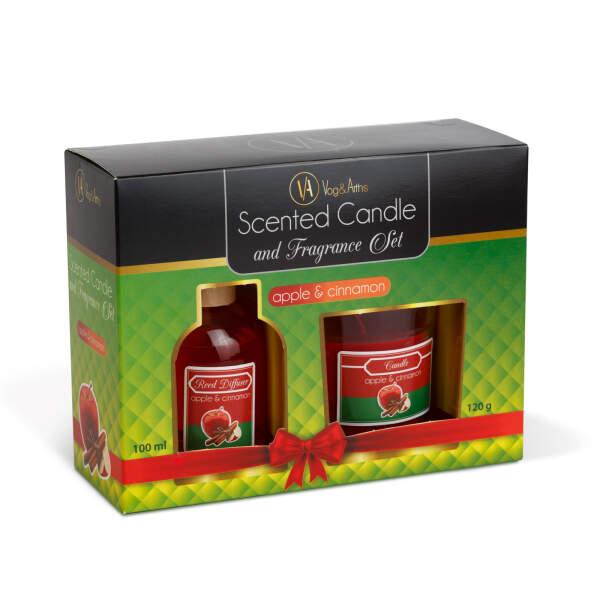 Afbeelding van Geurkaars en diffuserset - appel & kaneel - 120 g + 100 ml 1 Stuks [58800A] - 04 58800A web
