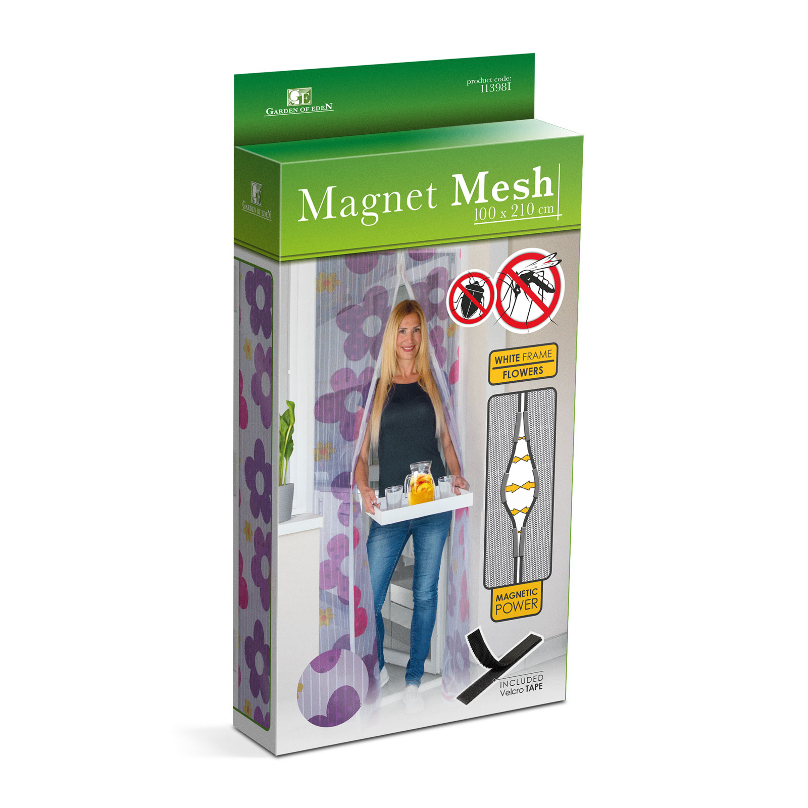 Afbeelding van Hor Gordijn voor Deuren – Magnetisch Sluitend – 100x210 cm – Zelfklevend met Klittenband –