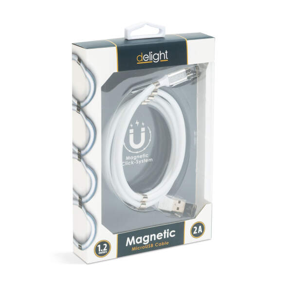 Afbeelding van Magnetische datakabel - MicroUSB - 2A - wit 1 Stuks [55446M-WH] - 05 55446M WH web