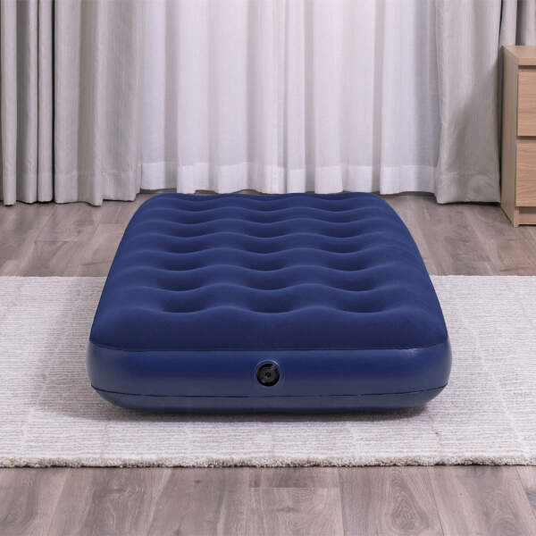 Afbeelding van Opblaasbaar matras - Eenpersoons, Velours - Blauw - 185 x 76 x 22 cm 1 Stuks [56432] - 05 56432 web