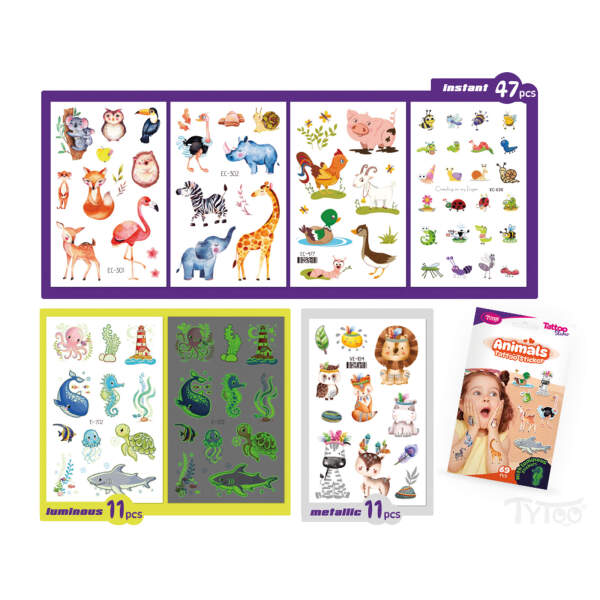 Afbeelding van Animal tattoo sticker set - 69 pcs / pack 1 Stuks [TY50269] - 05 TY50269 web