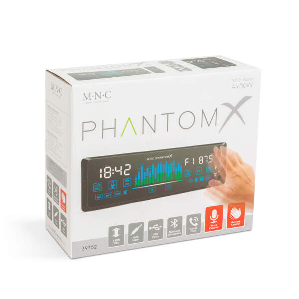 Afbeelding van Autoradio "PhantomX" - 1 DIN - 4 x 50 W - gebarenbediening - BT - MP3 - AUX - USB 1 Stuks [39752] -