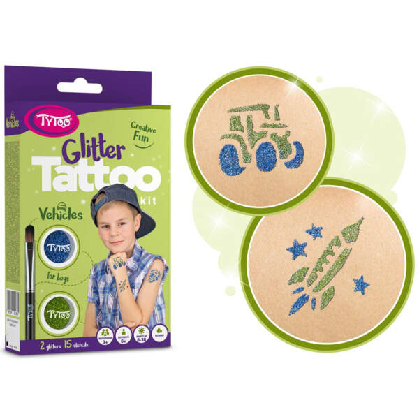 Afbeelding van Vehicles Glitter Tattoo Set 1 Stuks [TY50180] - 08 TY50180 web