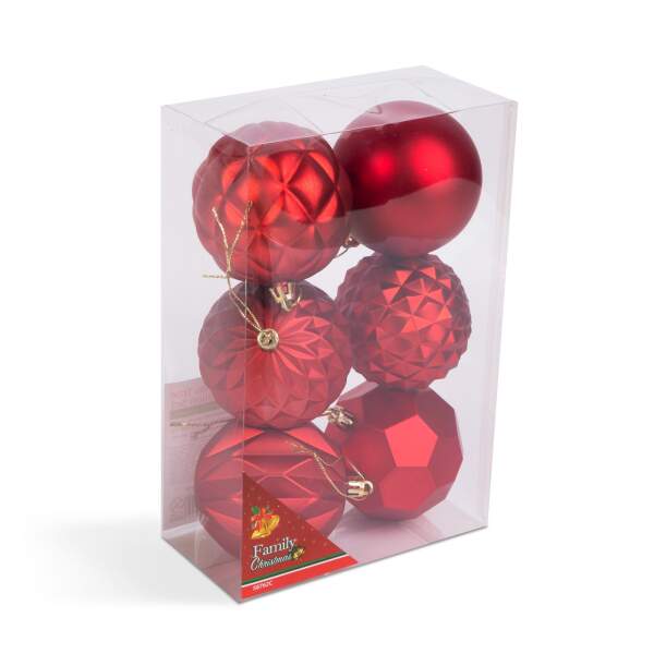 Afbeelding van Kerstboomdecoratieset - baldecoratie - rood - 6 stuks / verpakking 1 Stuks [58762C] - 09 58762C web