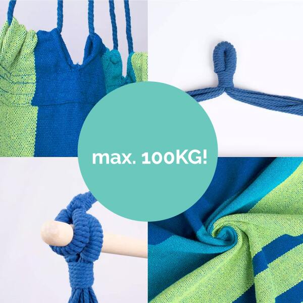 Afbeelding van Hangmat Stoel - Hangstoel voor Binnen of Buiten - Incl. 2 Kussens - Blauw - 00b3 e836 4e24 b618 ca8f39a6f228