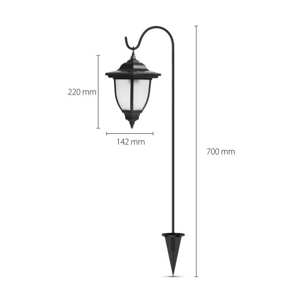 Afbeelding van Garden of Eden - Landelijke Tuinlantaarn LED Solar op Prikspot - Tuinverlichting / Sfeerverlichting - Zwart -