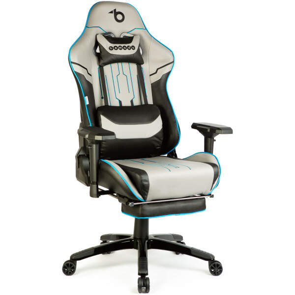 Afbeelding van Gaming stoel met kussen – grijs/zwart/blauw – 84 x 52 / 48 x 50 cm 1 Stuks [BMD1118A] - 01 BMD1118A web
